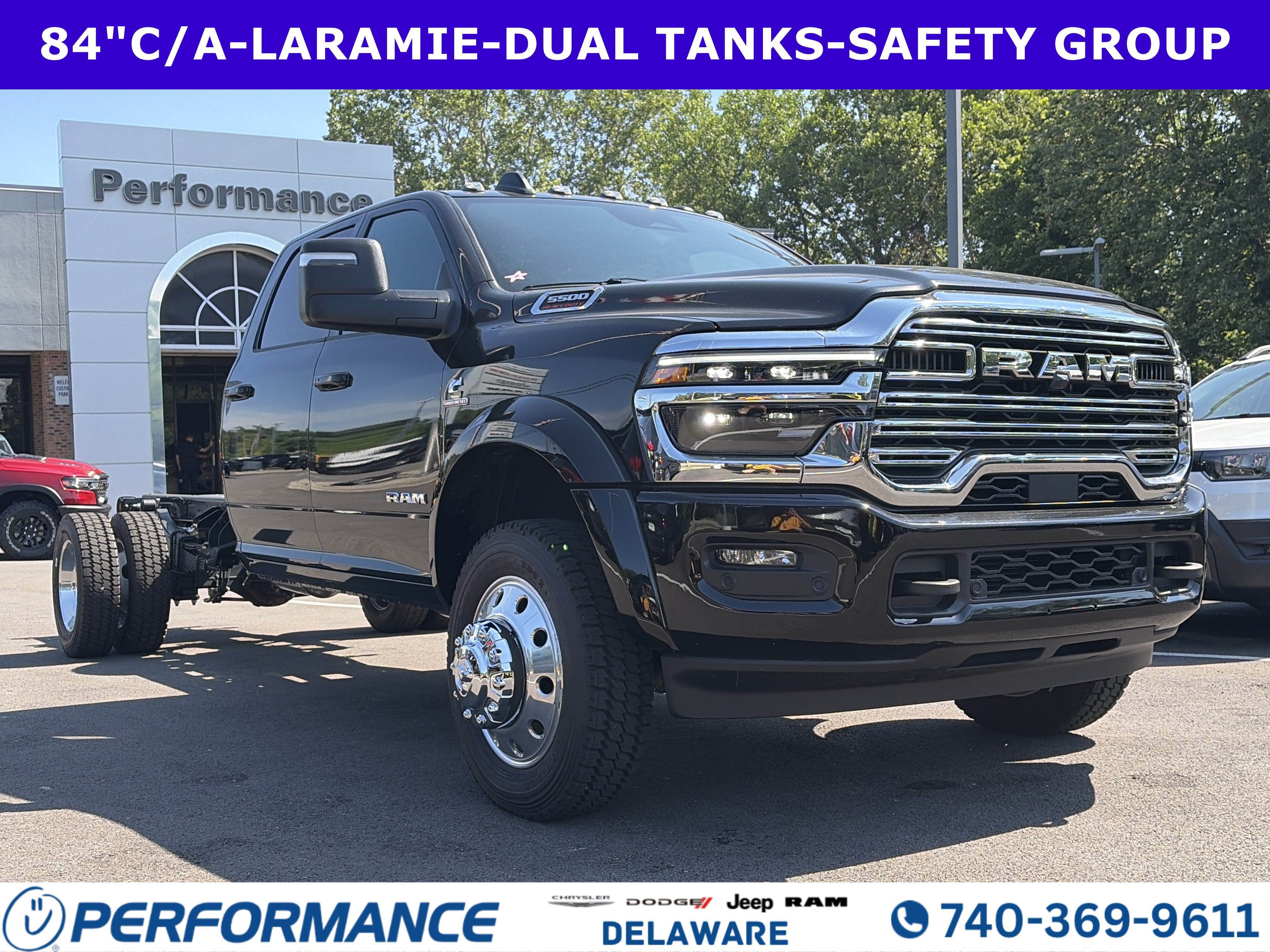 2026 RAM 5500HD Laramie in Diamond Black Crystal Pearlcoat — front three-quarter view