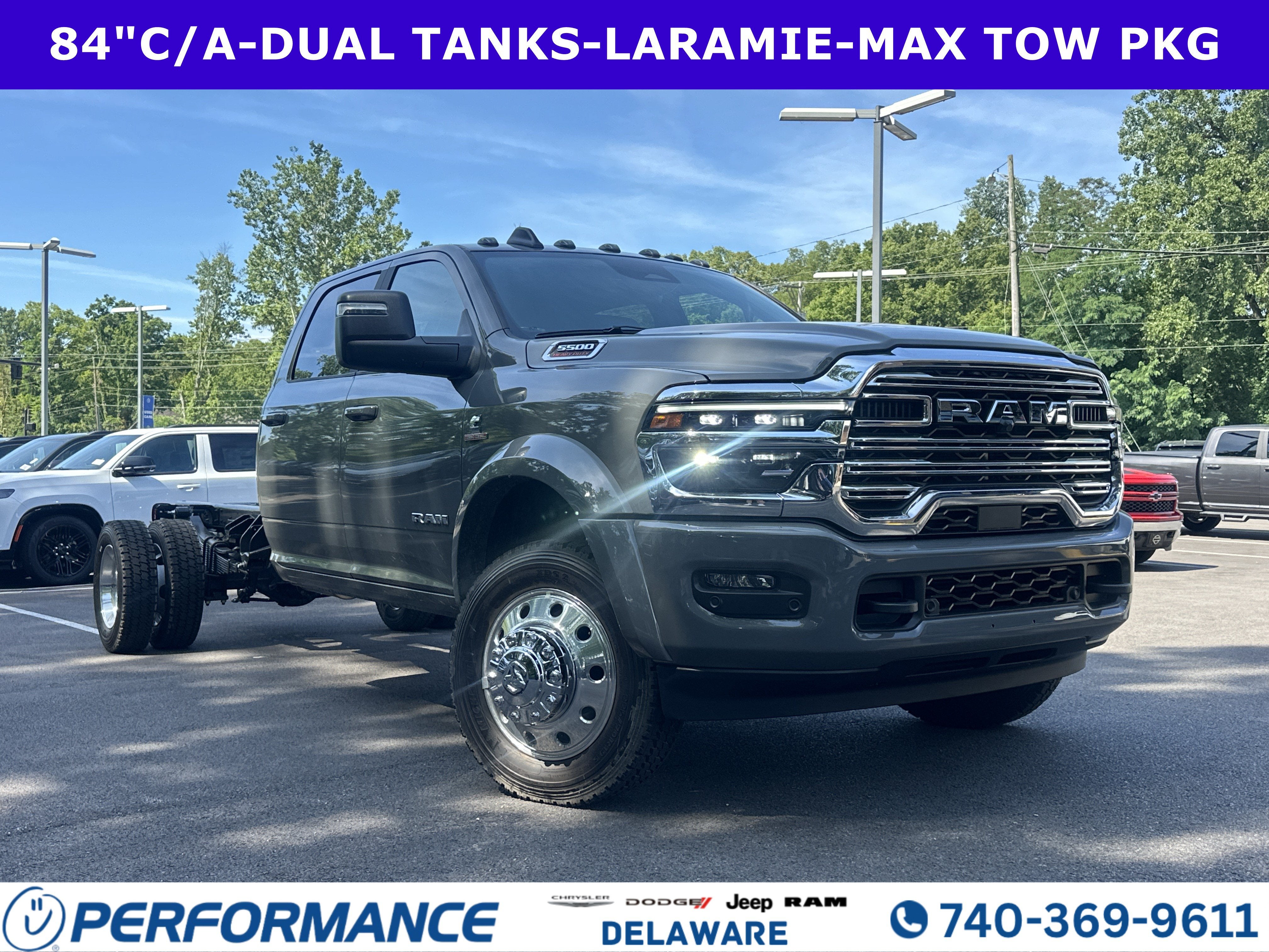2026 RAM 5500HD Laramie in Ceramic Gray Clearcoat — front three-quarter view