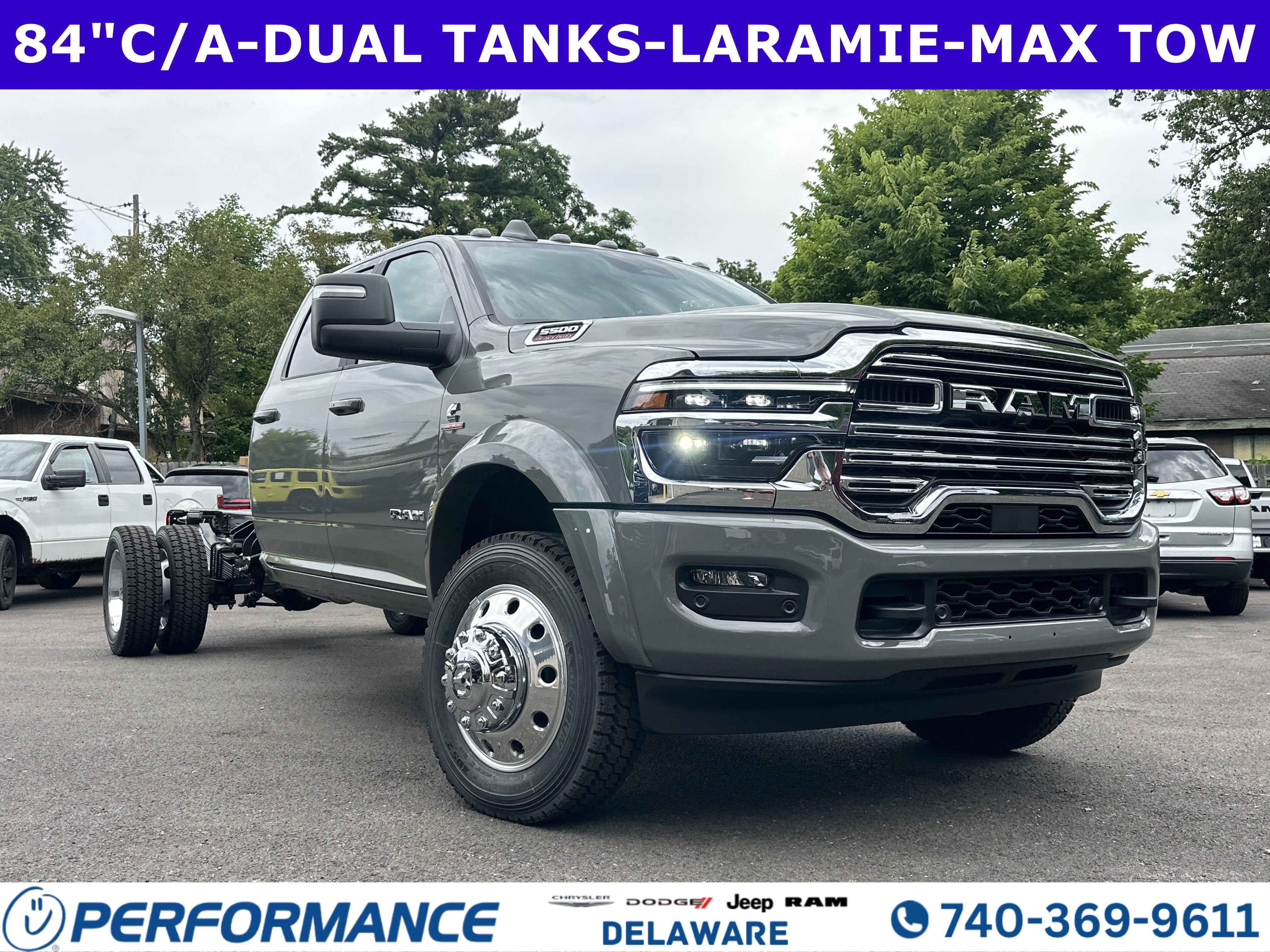 2026 RAM 5500HD Laramie in Ceramic Gray Clearcoat — front three-quarter view