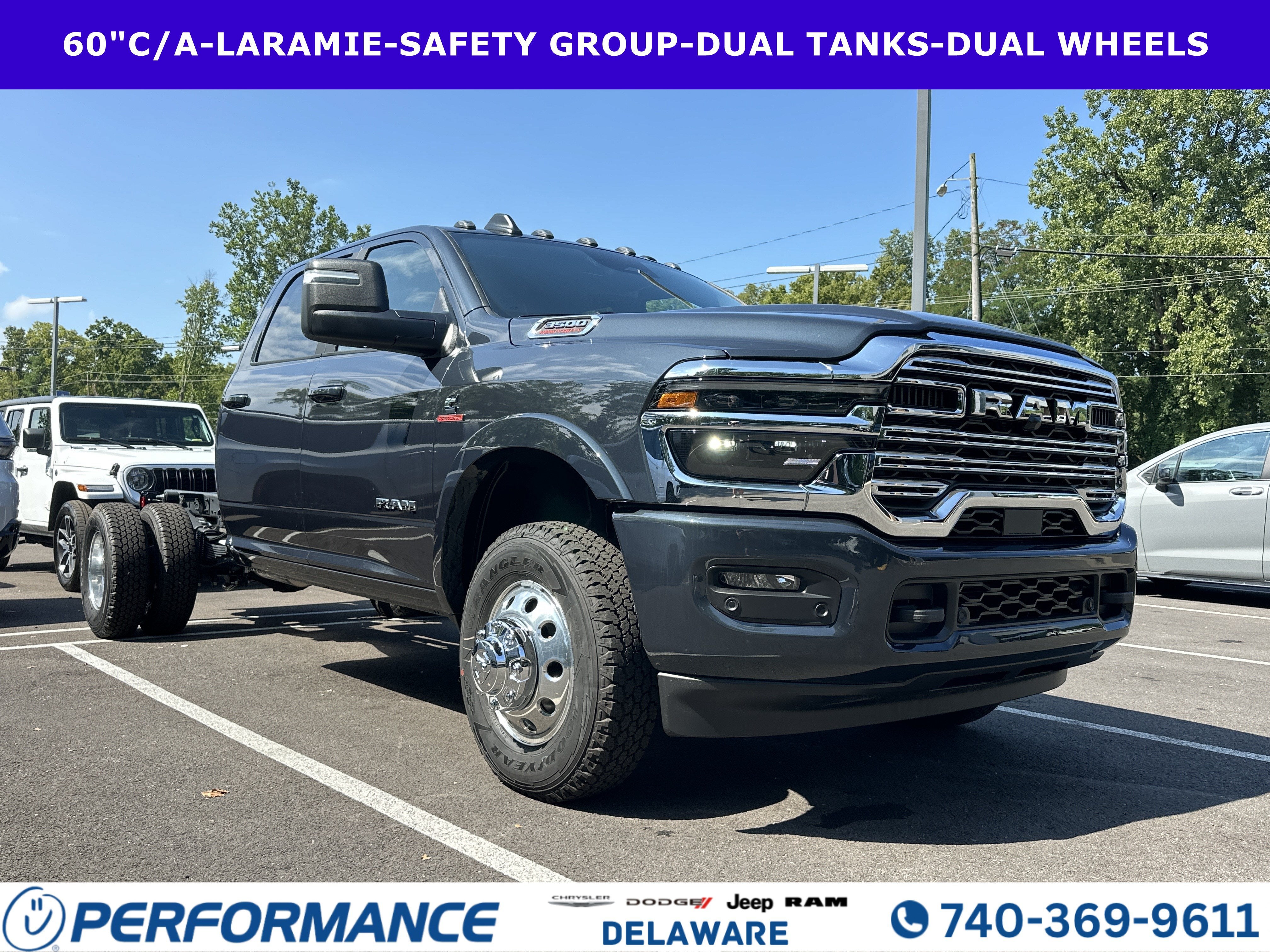 2026 RAM 3500 Chassis Cab Laramie in Forged Blue Metallic — front three-quarter view