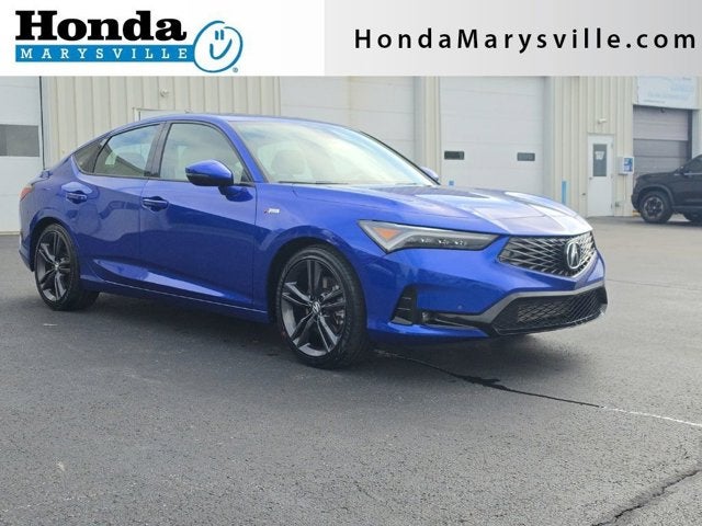 2024 Acura Integra A-Spec Tech Package in Apex Blue Pearl — front three-quarter view