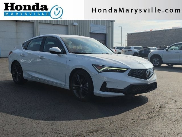 2024 Acura Integra A-Spec Tech Package in Platinum White Pearl — front three-quarter view