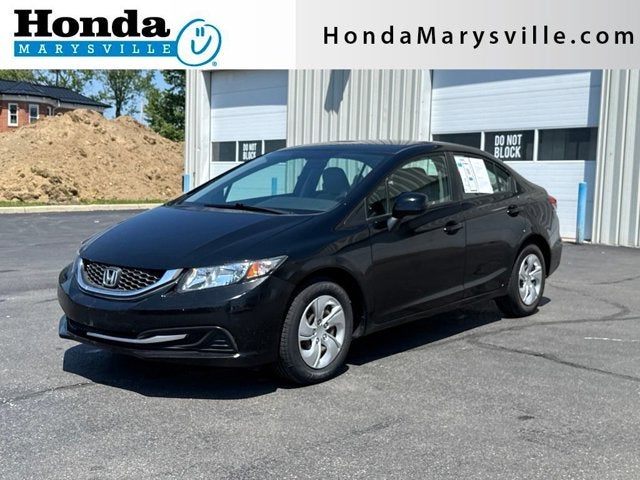 2013 Honda Civic LX in Crystal Black Pearl — front three-quarter view