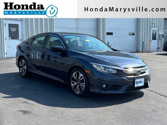 2016 Honda Civic EX-T in Cosmic Blue Metallic — front three-quarter view