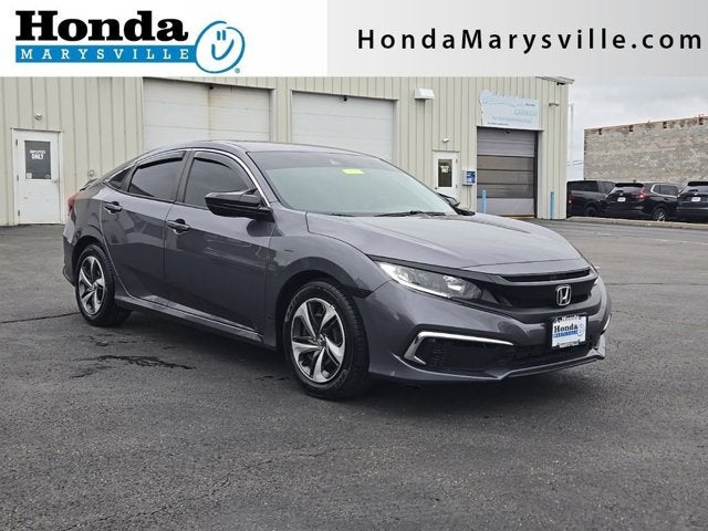 2020 Honda Civic LX in Modern Steel Metallic — front three-quarter view