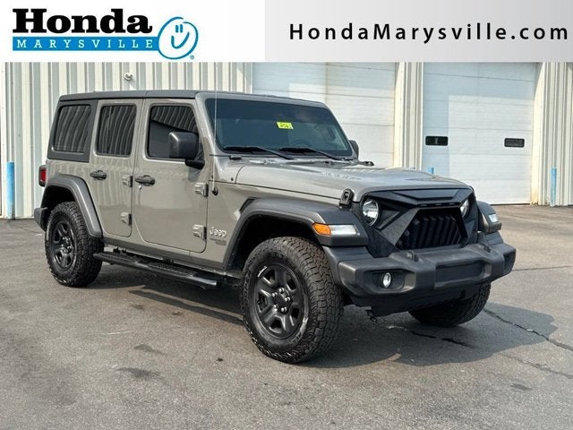 2020 Jeep Wrangler Unlimited Sport in Sting-Gray Clearcoat — front three-quarter view