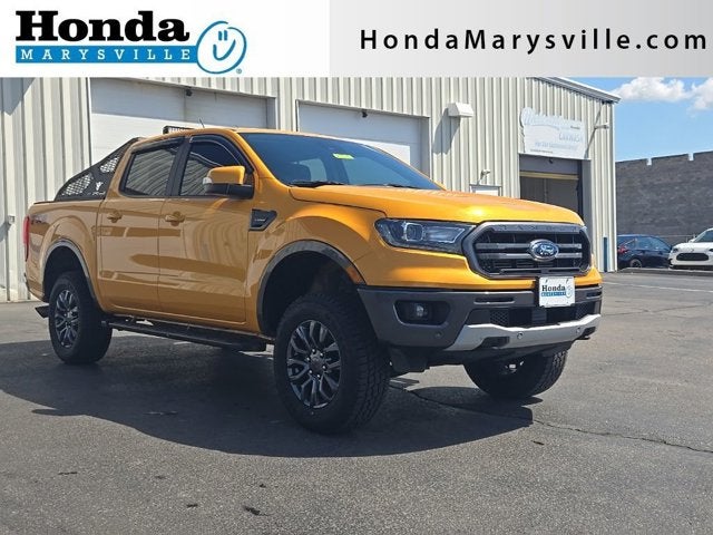 2021 Ford Ranger Lariat in Cyber Orange Metallic Tricoat — front three-quarter view