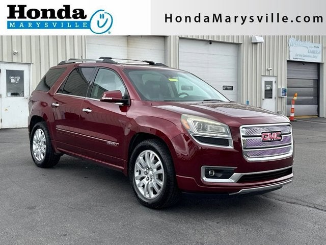 2016 GMC Acadia Denali in Crimson Red Tintcoat — front three-quarter view