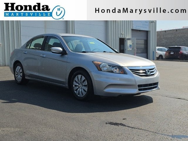 2012 Honda Accord LX in Alabaster Silver Metallic — front three-quarter view