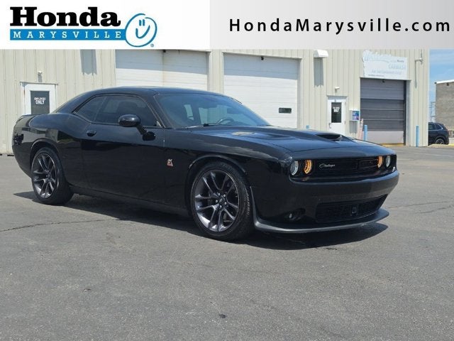 2023 Dodge Challenger R/T Scat Pack in Pitch Black Clearcoat — front three-quarter view
