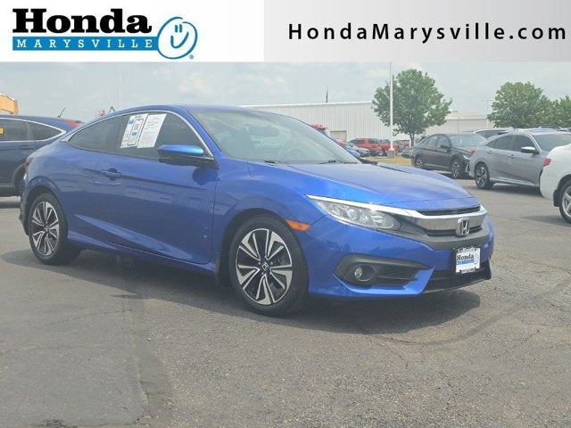 2018 Honda Civic EX-L in Aegean Blue Metallic — front three-quarter view