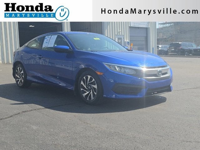 2018 Honda Civic LX in Aegean Blue Metallic — front three-quarter view