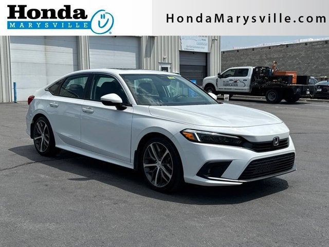 2022 Honda Civic Touring in Platinum White Pearl — front three-quarter view
