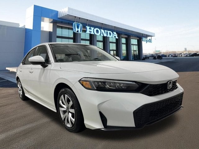 2026 Honda Civic LX CVT in Platinum White Pearl — front three-quarter view