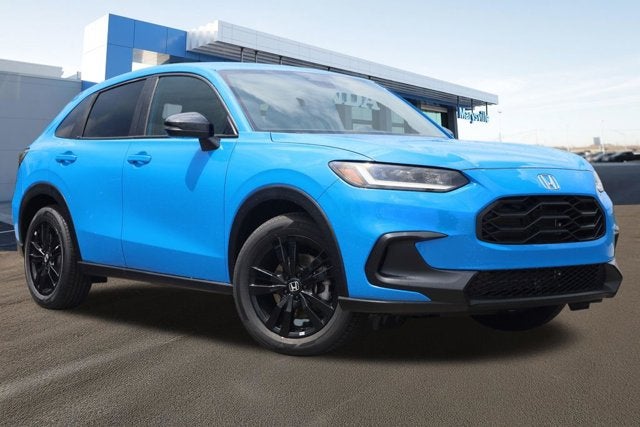 2027 Honda HR-V Sport AWD CVT in Boost Blue Pearl — front three-quarter view