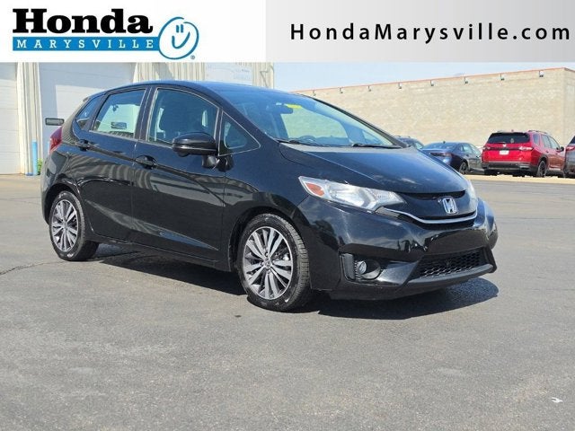 2015 Honda Fit EX in Crystal Black Pearl — front three-quarter view