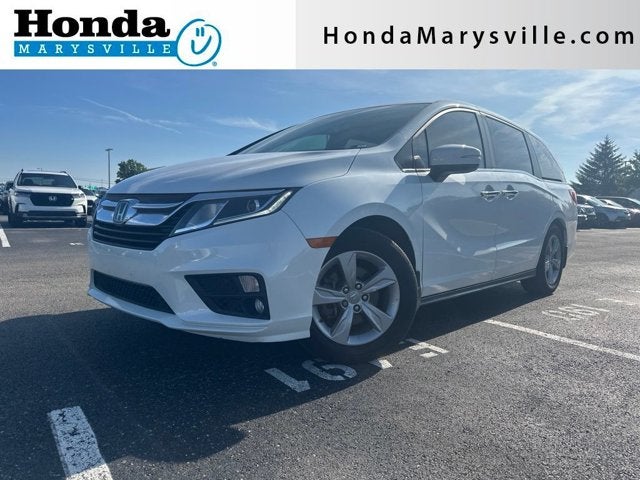 2020 Honda Odyssey EX-L in Platinum White Pearl — front three-quarter view