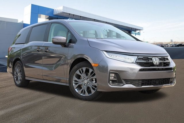 2026 Honda Odyssey Touring Auto in Modern Steel Metallic — front three-quarter view