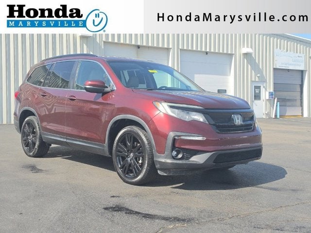 2022 Honda Pilot Special Edition in Deep Scarlet Pearl — front three-quarter view