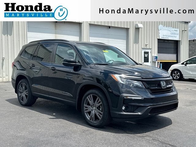 2022 Honda Pilot Sport in Crystal Black Pearl — front three-quarter view
