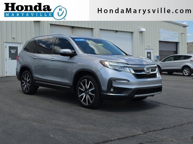 2022 Honda Pilot Touring in Lunar Silver Metallic — front three-quarter view