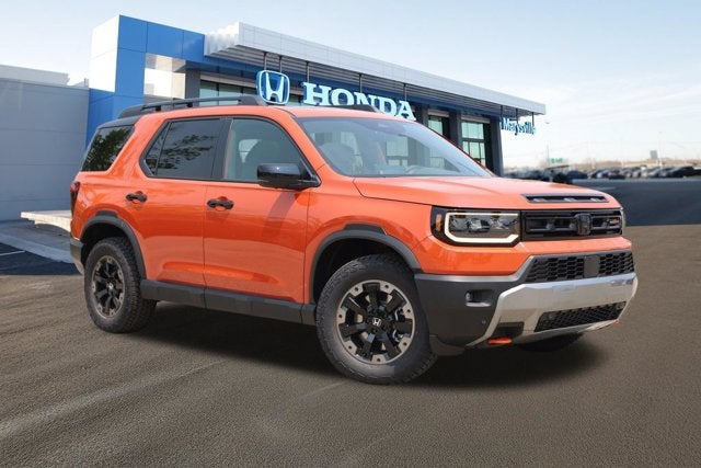 2026 Honda Passport TrailSport Elite AWD in Sunset Orange — front three-quarter view