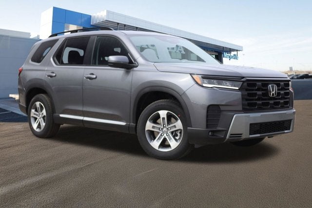 2026 Honda Pilot EX-L AWD in Modern Steel Metallic — front three-quarter view