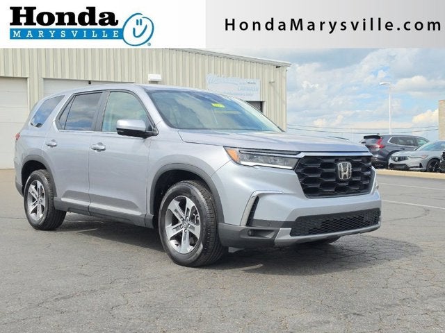 2025 Honda Pilot EX-L in Lunar Silver Metallic — front three-quarter view