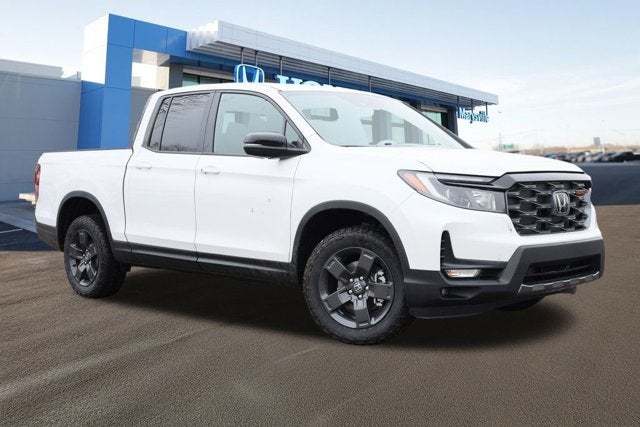 2026 Honda Ridgeline TrailSport AWD in Platinum White Pearl — front three-quarter view