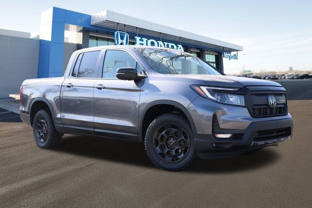 2026 Honda Ridgeline TrailSport+ AWD in Modern Steel Metallic — front three-quarter view