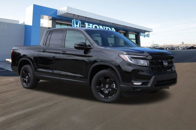 2026 Honda Ridgeline Black Edition in Crystal Black Pearl — front three-quarter view