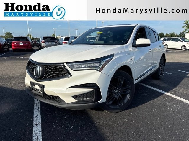 2021 Acura RDX A-Spec Package in Platinum White Pearl — front three-quarter view