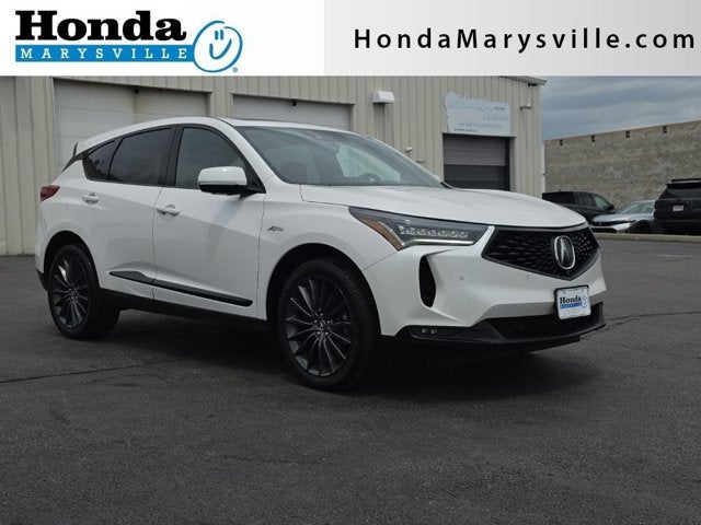 2023 Acura RDX A-Spec Advance Package in Platinum White Pearl — front three-quarter view