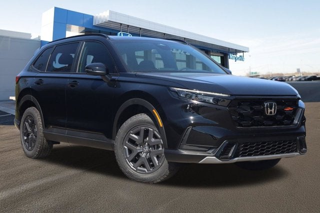 2026 Honda CR-V Hybrid TrailSport AWD in Crystal Black Pearl — front three-quarter view