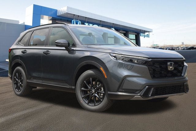 2026 Honda CR-V Hybrid Sport-L AWD in Meteorite Gray Metallic — front three-quarter view