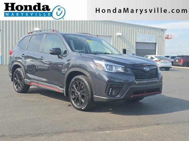 2019 Subaru Forester Sport in Dark Gray Metallic — front three-quarter view