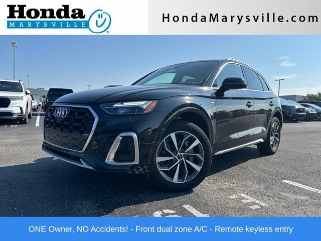 2023 Audi Q5 45 S line Premium Plus in Mythos Black Metallic — front three-quarter view