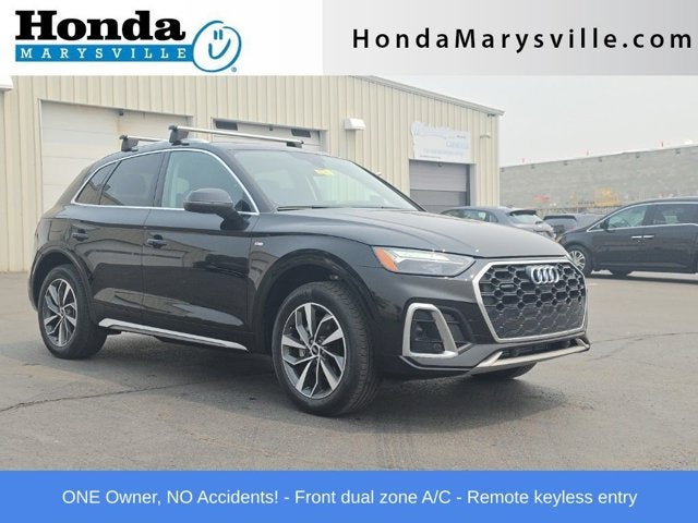 2023 Audi Q5 45 S line Premium Plus in Black Metallic — front three-quarter view