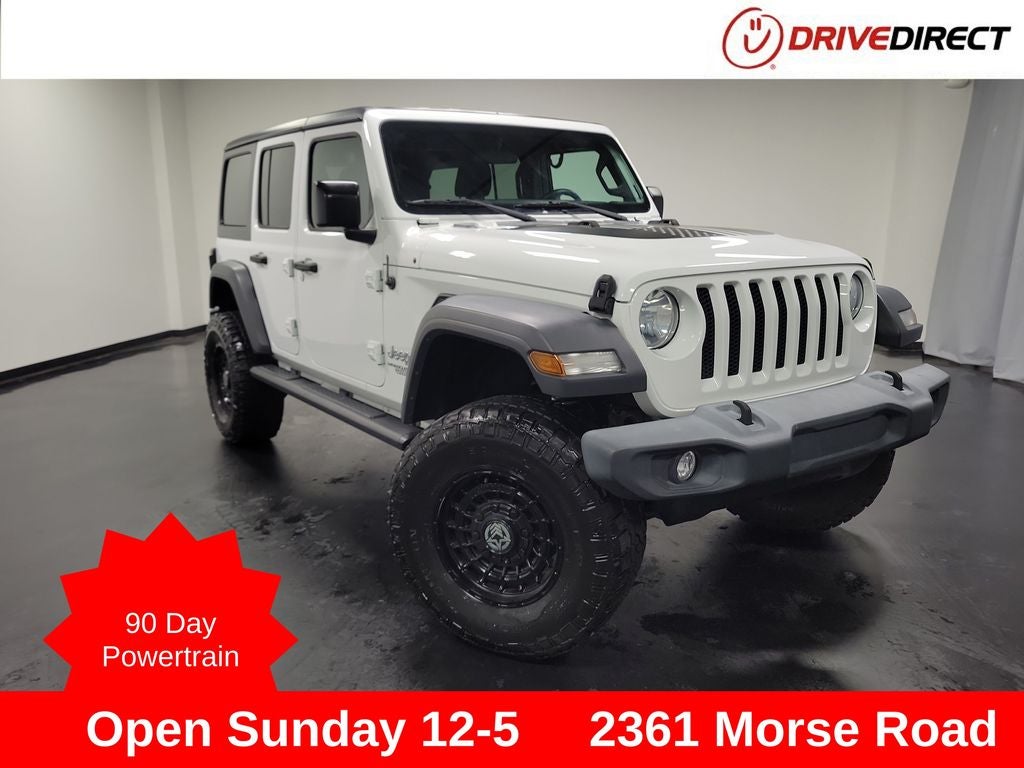 2018 Jeep Wrangler Unlimited Sport S in Bright White Clearcoat — front three-quarter view