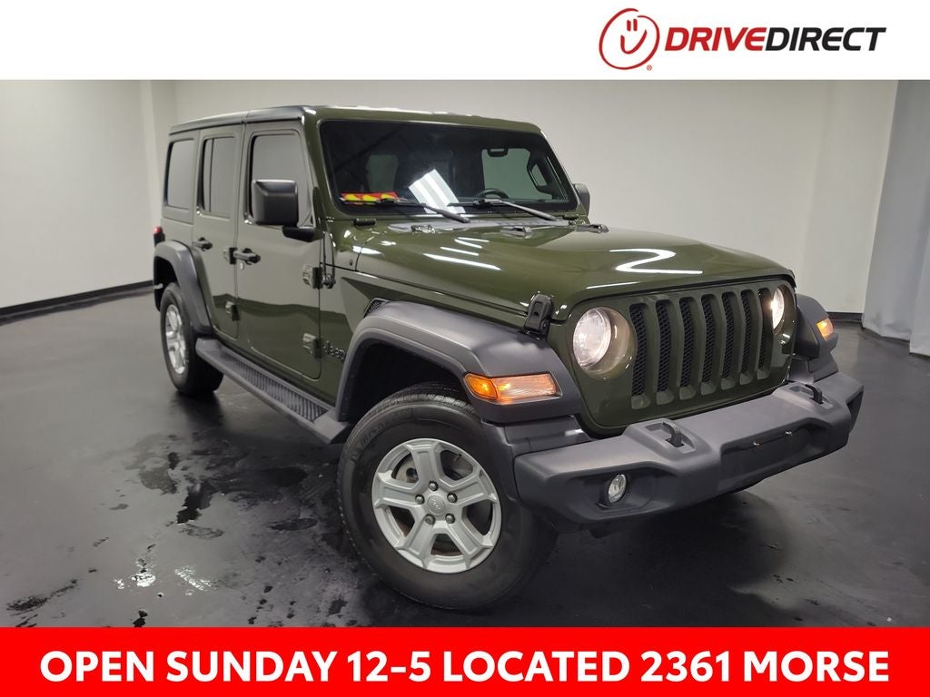 2022 Jeep Wrangler Unlimited Sport S in Sarge Green Clearcoat — front three-quarter view