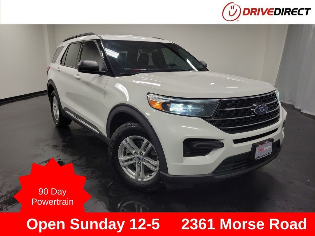 2020 Ford Explorer XLT in White Metallic — front three-quarter view
