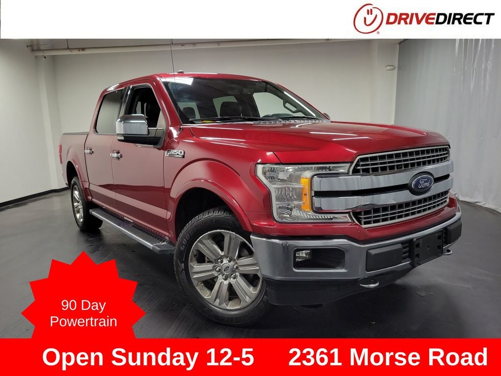 2018 Ford F-150 Lariat in Ruby Red Metallic — front three-quarter view