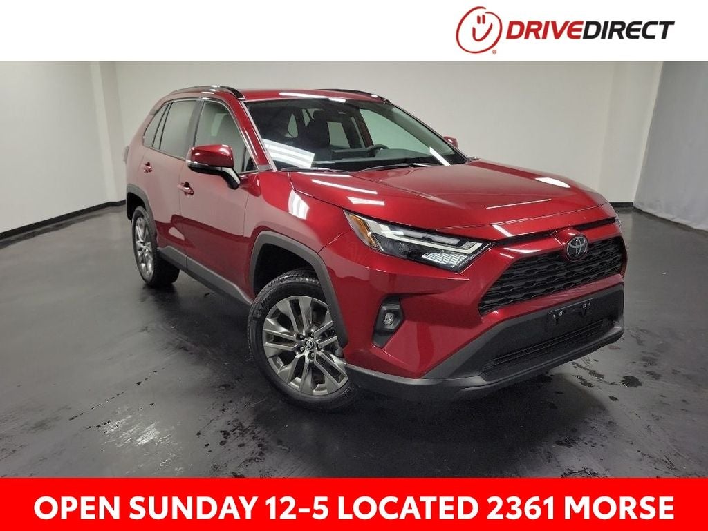 2025 Toyota RAV4 XLE Premium in Ruby Flare Pearl — front three-quarter view