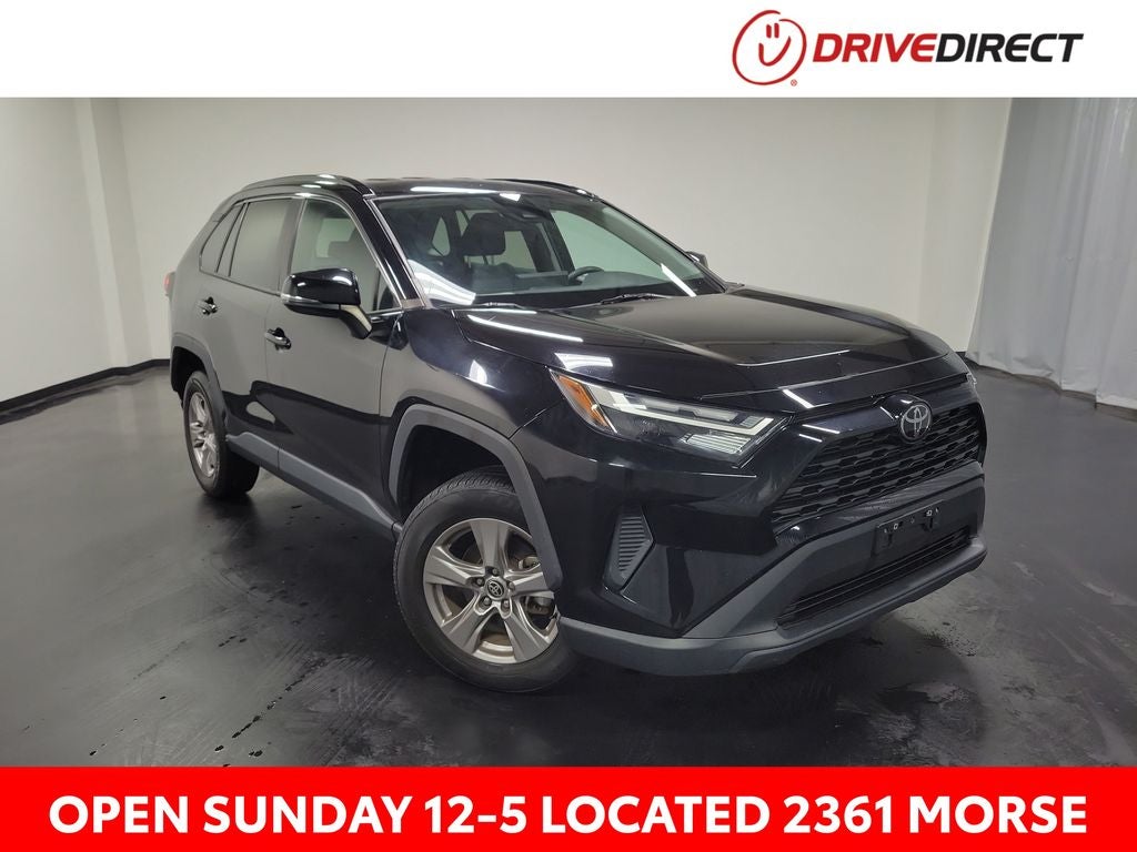 2022 Toyota RAV4 XLE in Midnight Black Metallic — front three-quarter view