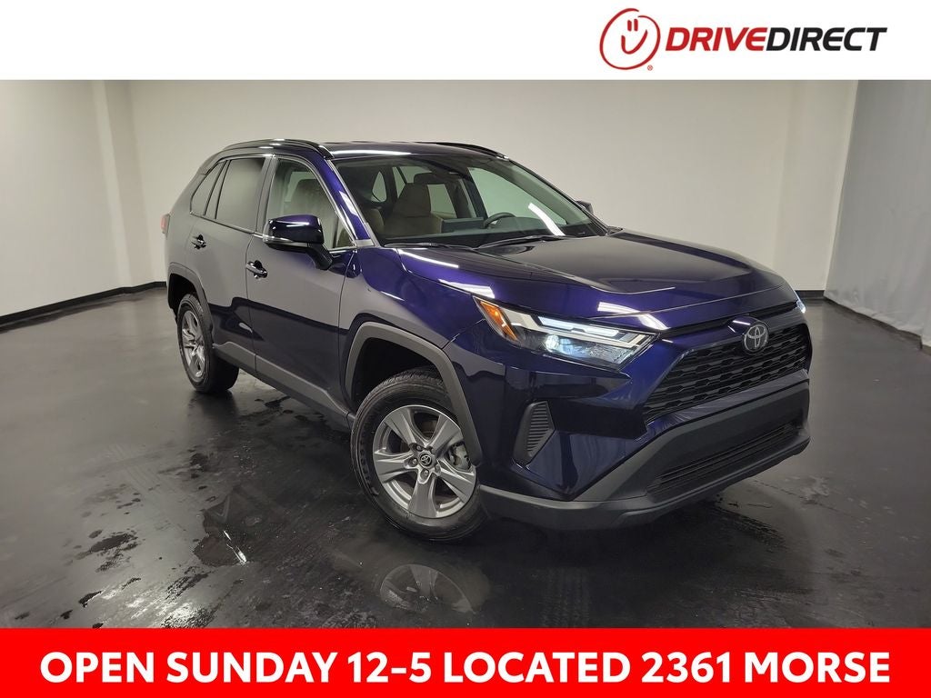 2025 Toyota RAV4 XLE in Blueprint — front three-quarter view