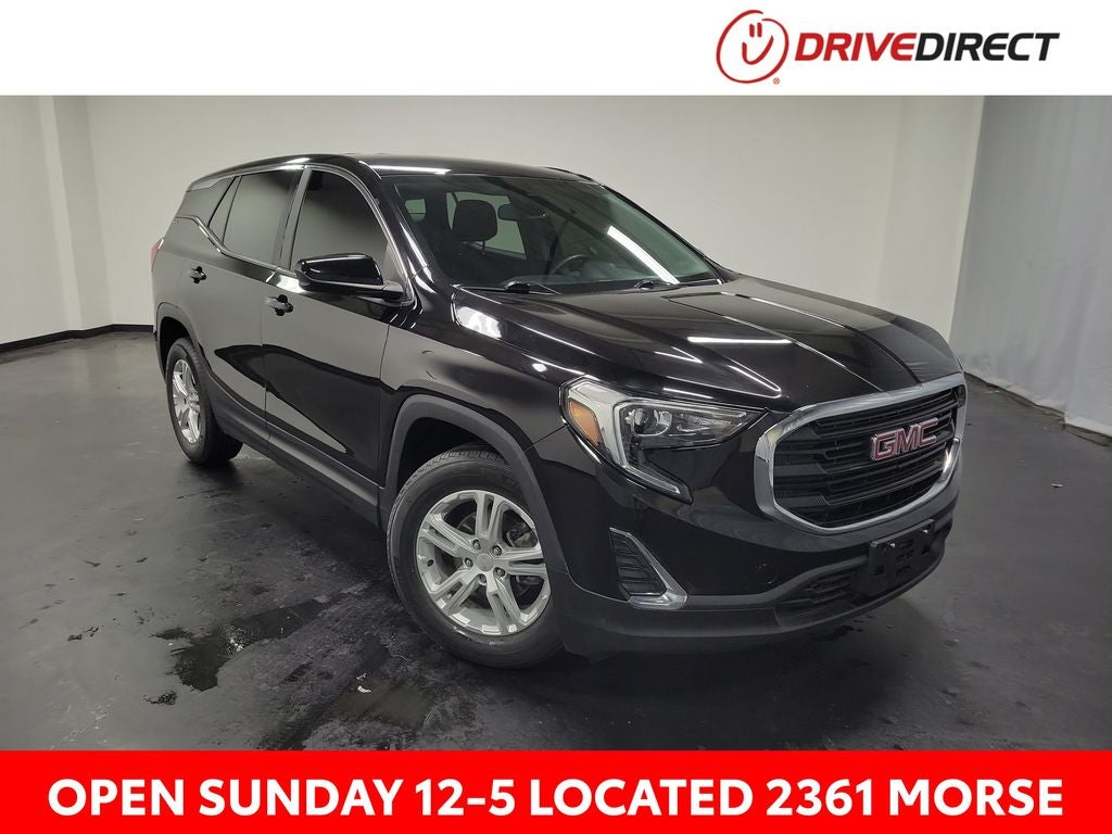 2021 GMC Terrain SLE in Ebony Twilight Metallic — front three-quarter view