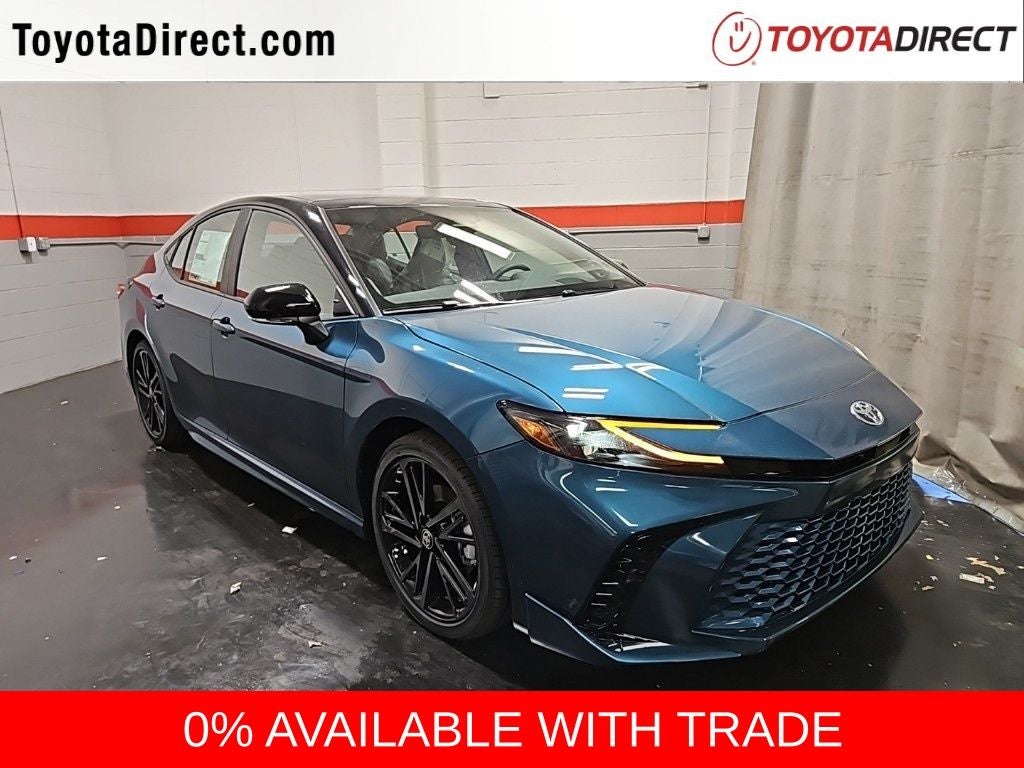 2026 Toyota Camry XSE in Ocean Gem/Midnight Black Metallic — front three-quarter view