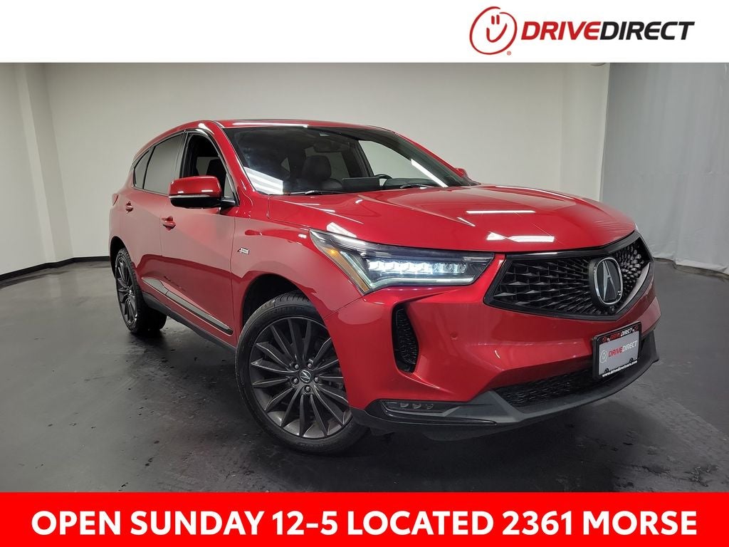 2023 Acura RDX A-Spec Advance Package SH-AWD in Performance Red Pearl — front three-quarter view
