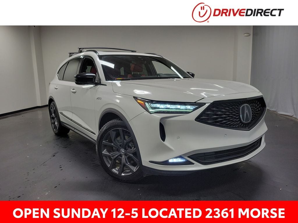2022 Acura MDX A-Spec SH-AWD in Platinum White Pearl — front three-quarter view