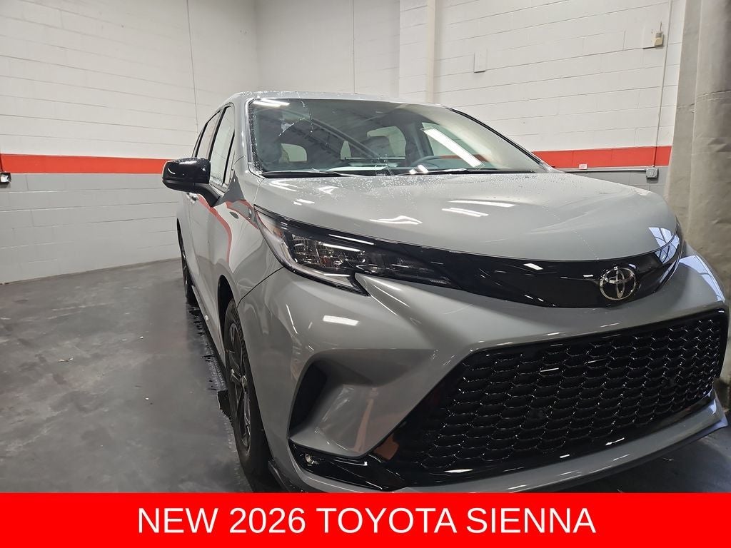 2026 Toyota Sienna XSE 7 Passenger in Cement Gray — front three-quarter view